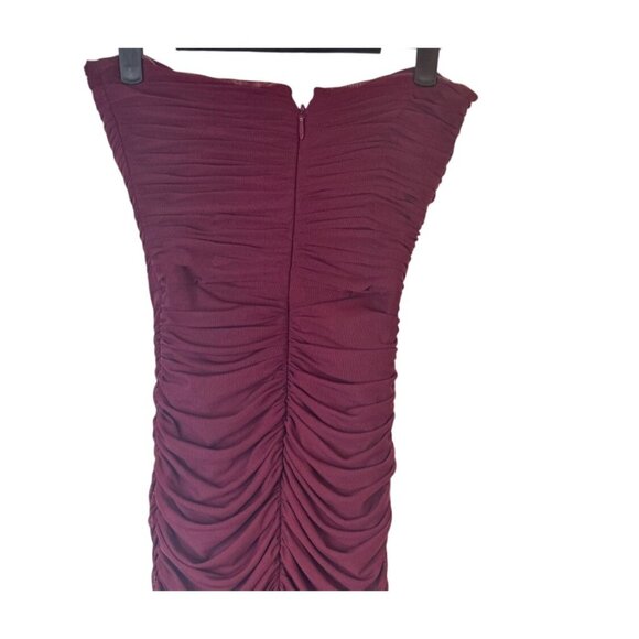 NWT Dress The Population Small Ruched Burgundy Strapless Midi Dress - Picture 5 of 14